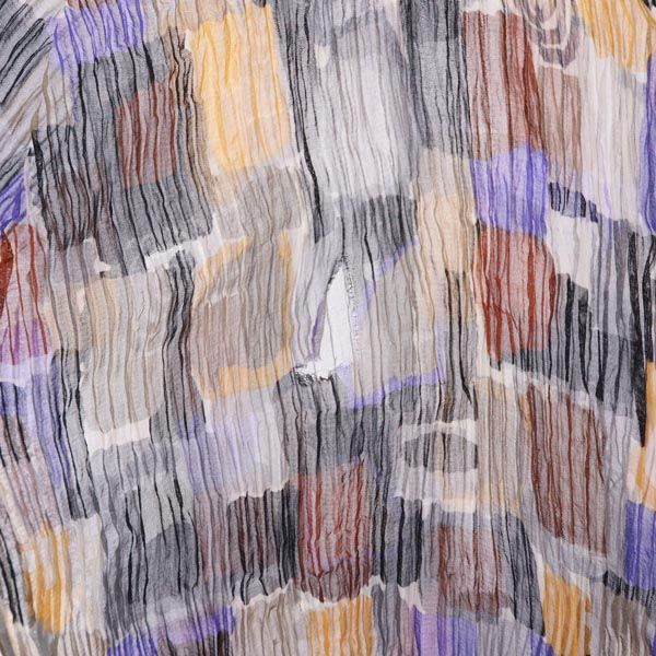 ISSEY MIYAKE - イッセイミヤケ 日本製 総柄 長袖 プリーツ シースルー カットソー M グレー系 ISSEY MIYAKE レディース イッセイミヤケ 日本製 総柄 長袖 プリーツ シースルー