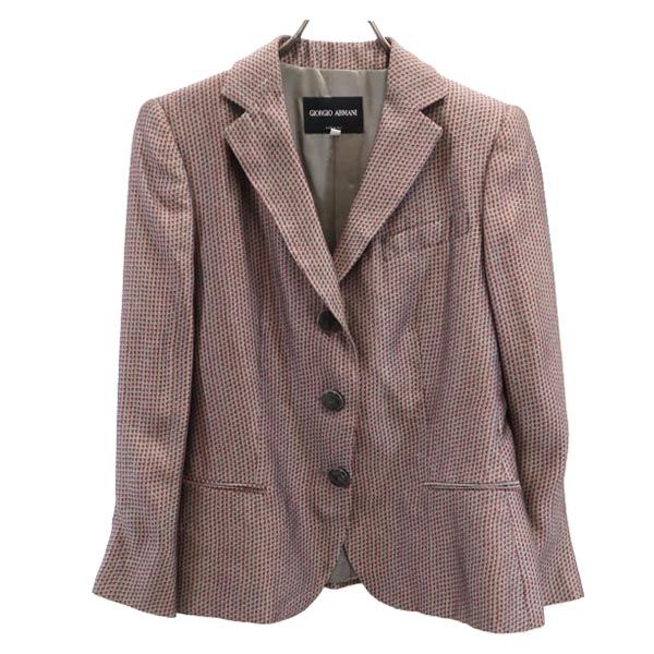 ジョルジオアルマーニ イタリア製 シルクブレンド 総柄 テーラードジャケット 44 赤系 GIORGIO ARMANI レディースの通販は 10,278円