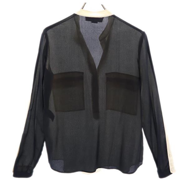 ステラマッカートニー シルク 長袖 スキッパーカラー ブラウス 36 黒系 Stella McCartney レディース ステラマッカートニー シルク 長袖 スキッパーカラー ブラウス 36 黒系