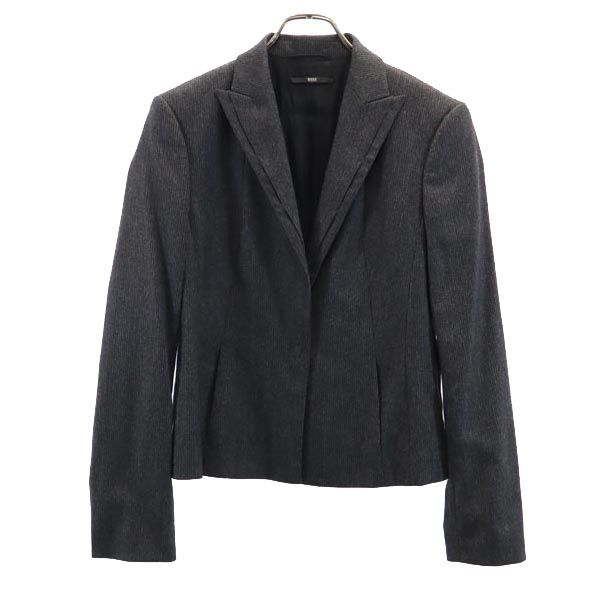 ボスヒューゴボス ウールブレンド ストライプ柄 テーラードジャケット 8 グレー系 BOSS HUGO BOSS レディース ボスヒューゴボス ウールブレンド ストライプ柄 テーラード
