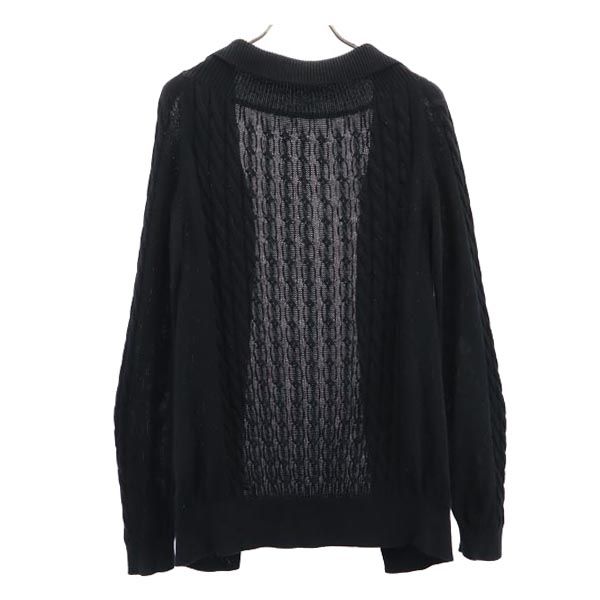 ヨウジヤマモト コットン 長袖 ニット カーディガン 2 ブラック Yohji Yamamoto ボタンレス レディース_1