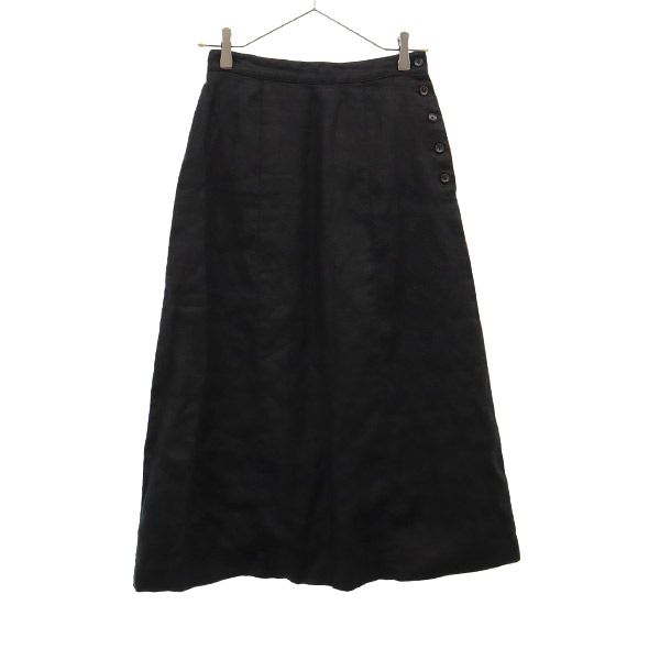 マドモアゼルノンノン リネン ロングスカート S ブラック Mademoiselle  