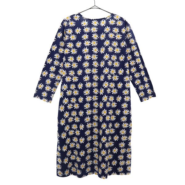 marimekko 大きな花柄 XL 長袖ワンピース 未使用 マリメッコ 花柄 長袖 ワンピース S ネイビー marimekko