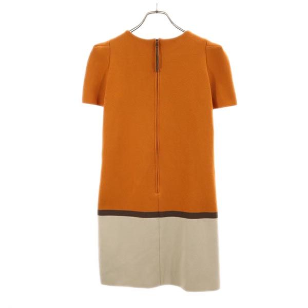 フォクシー 日本製 バイカラー 半袖 ワンピース 38 オレンジ系 FOXEY レディース フォクシー 日本製 バイカラー 半袖 ワンピース 38 オレンジ系 FOXEY