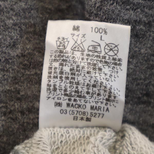 ワコマリア 日本製 バックプリント 長袖 スウェット ジップパーカー L グレー WACKO MARIA メンズ_9