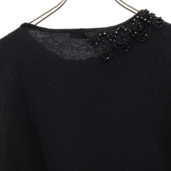 ヴァレンティノ イタリア製 カシミヤブレンド 長袖 ニット 44 ブラック系 VALENTINO ビーズ セーター レディース ヴァレンティノ イタリア製 カシミヤブレンド 長袖 ニット 44 ブラック