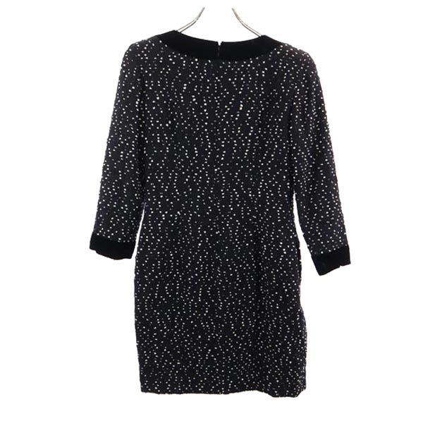 極美品✨フォクシー オーガンジー袖 ワンピース 長袖フォーマル ブラック 洗える form forma（フォルムフォルマ） ワンピース 「洗える」「喪服・礼服