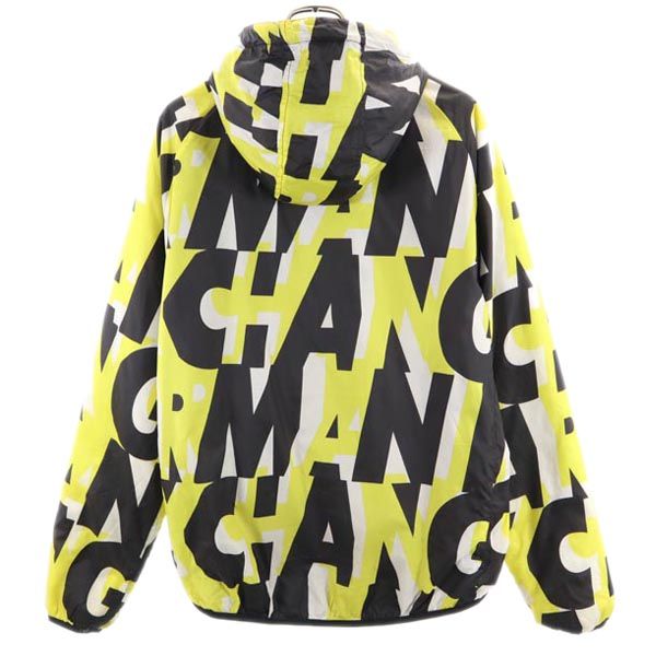 アルマーニ ロゴプリント フード付 ジャケット M イエロー×ブラック ARMANI 裏フリース ジャンパー メンズ アルマーニ ロゴプリント フード付 ジャケット M イエロー×ブラック