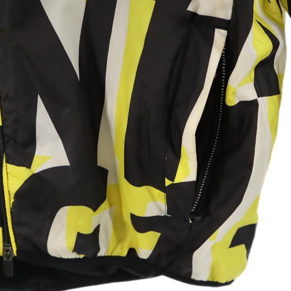 アルマーニ ロゴプリント フード付 ジャケット M イエロー×ブラック