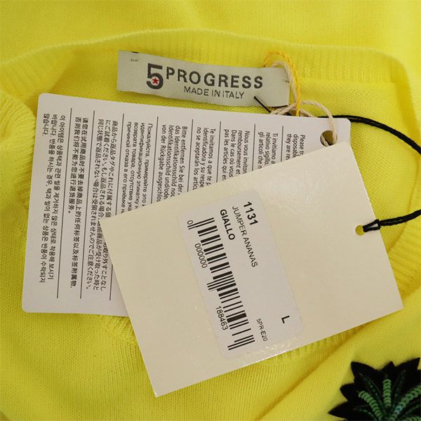 ファイブプログレス イタリア製 ワッペン 長袖 セーター L イエロー 5PROGRESS ニット レディースの通販は