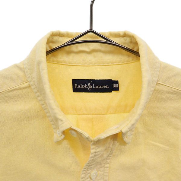 美品 ラルフローレン ボタンダウンシャツ ポニー刺繍 イエロー 長袖シャツ 90s】【人気カラー】RALPH LAUREN ラルフローレン 刺繍ポニー ボタン