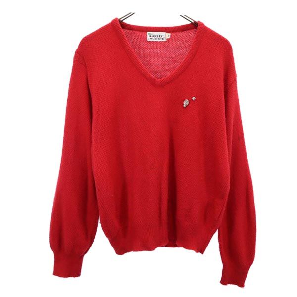 アイゾッドラコステ 70s USA製 ヴィンテージ 糸巻きタグ 長袖 Vネック ニット M レッド IZOD LACOSTE セーター メンズの通販は 6,160円
