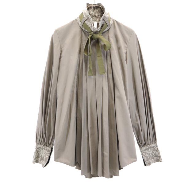 未使用 シロマ ストライプ ティアード 長袖 カットソー FREE グレー SHIROMA シャツ レディース