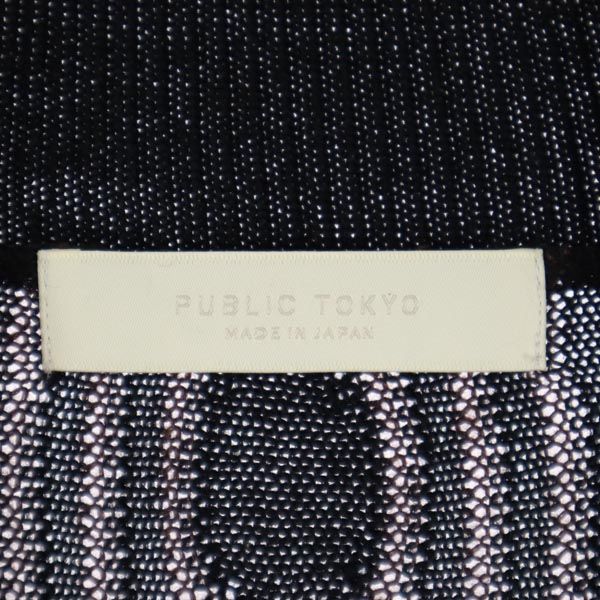 パブリックトウキョウ 総柄 長袖 ウールブレンド ニット ロングワンピース FREE ブラック系 PUBLIC TOKYO 日本製 レディース