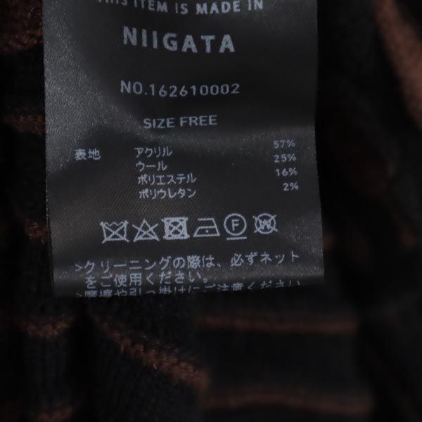 パブリックトウキョウ 総柄 長袖 ウールブレンド ニット ロングワンピース FREE ブラック系 PUBLIC TOKYO 日本製 レディース