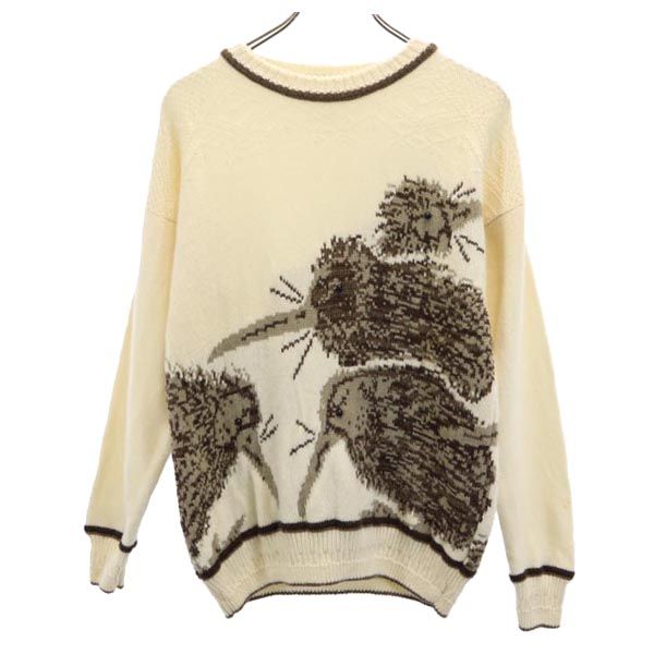 スノーピーク ウール100％ アウトドア 長袖 ニット 38 ホワイト系 peak セーター メンズ