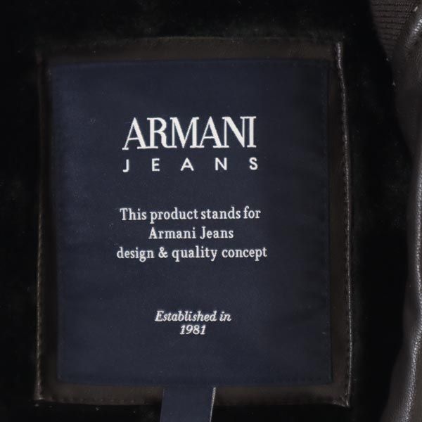アルマーニジーンズ 裏フェイクファー ジップジャケット 48 ブラック系 ARMANI JEANS ロゴ メンズ アルマーニジーンズ 裏フェイクファー ジップジャケット 48 ブラック系