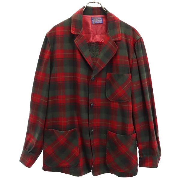 ペンドルトン 60s 70s ヴィンテージ チェック 長袖 ウールジャケット M レッド系 PENDLETON メンズ