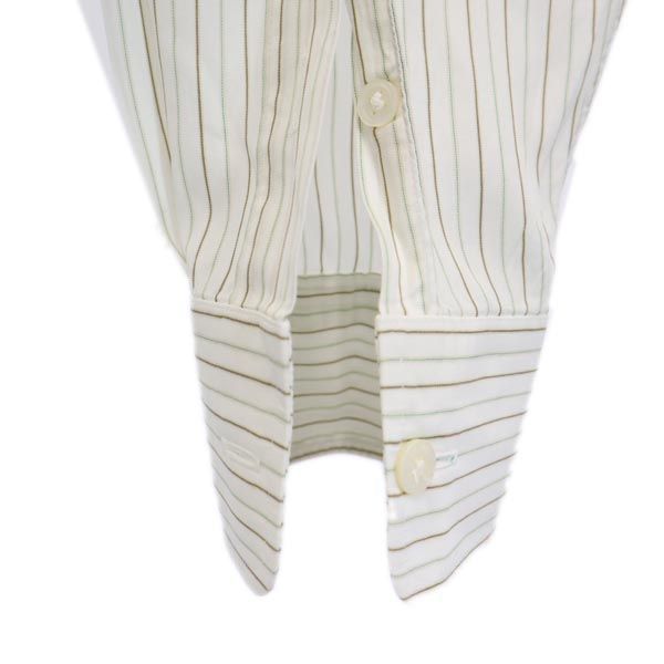 セリーヌ ストライプ 長袖 シャツ ホワイト系 CELINE ロゴ刺繍 メンズ セリーヌ ストライプ 長袖 シャツ ホワイト系 CELINE ロゴ刺繍 メンズ