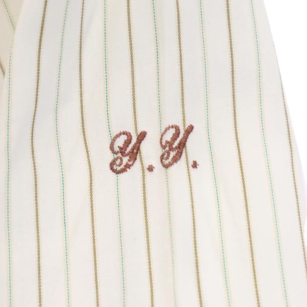 セリーヌ ストライプ 長袖 シャツ ホワイト系 CELINE ロゴ刺繍 メンズ