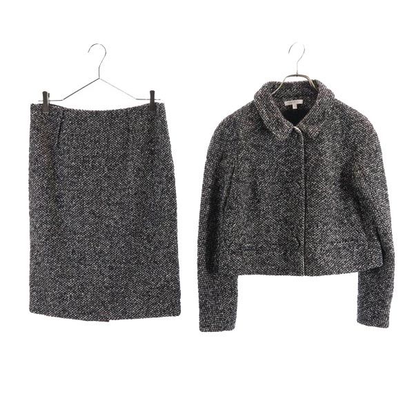 ポールカ スカートスーツ 上下 セットアップ 40 黒×白 PAULE KA レディース