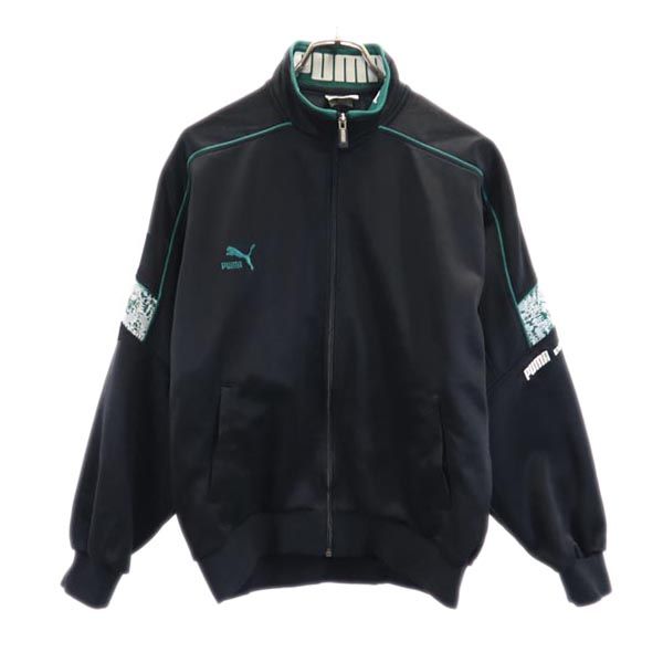 PUMA プーマ　トラックジャケット　ヒットユニオン　レトロ　ジャージ　青　黒 90\u0027s プーマ M相当 トラックジャケット ジャージ ヒットユニオン製