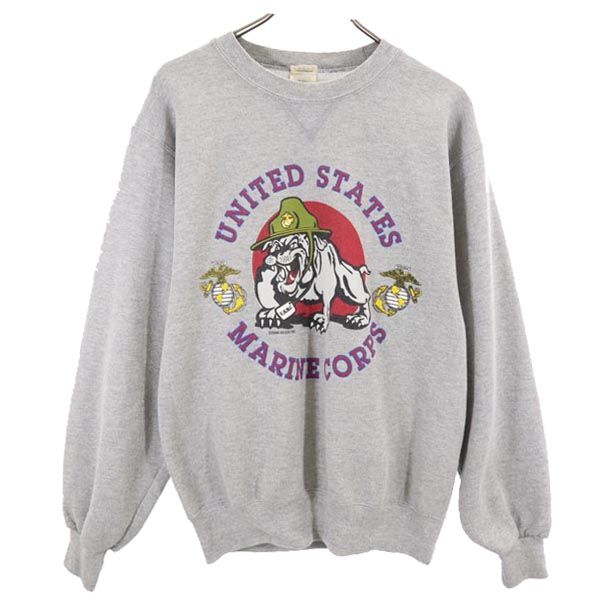 M.J.ソフィー 80s USA製 ヴィンテージ USMC 長袖 トレーナー S グレー系 SOFFE 裏起毛 スウェット メンズ