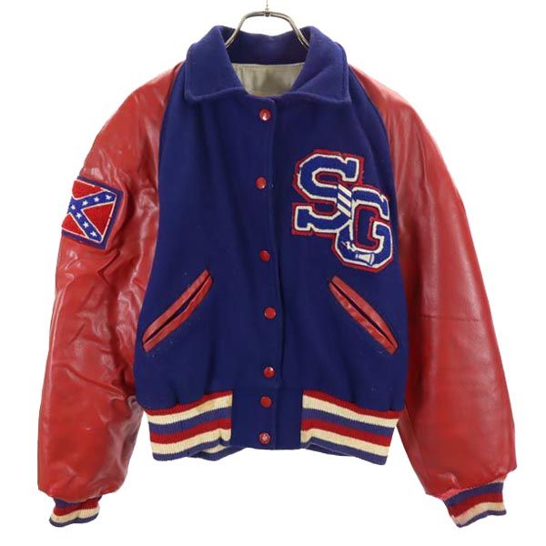 HOWE ATHLETIC APPAREL 70s ウール ヴィンテージ スタジャン 36 ブルー 