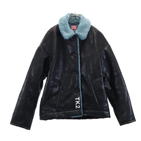 アトモス Takatsuki Kanako コラボ 裏ボア フェイク レザージャケット M ブラック×ブルー atmos TK2 レディースの通販は 6,171円