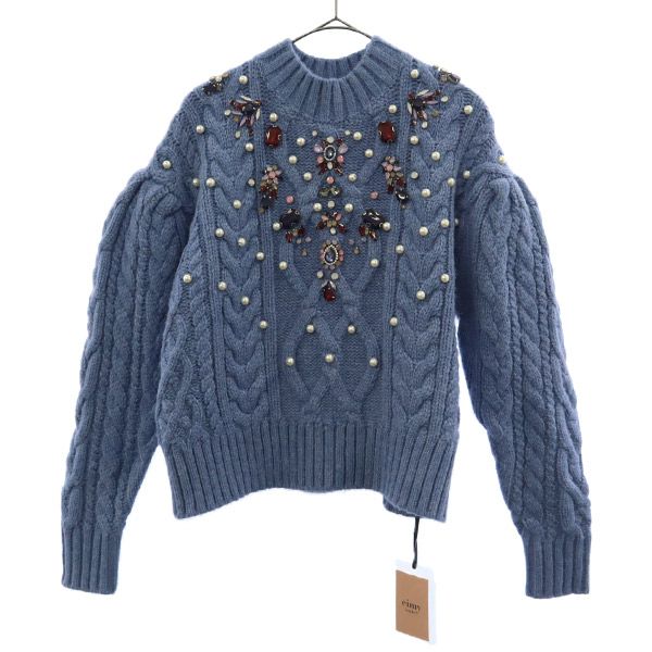 CHANEL - シャネル ココマーク ヘンリーネック リブ ニット P45347 レディース ブルー CHANEL 【中古】 【アパレル・小物】 シャネル ココマーク ヘンリーネック リブ ニット P45347