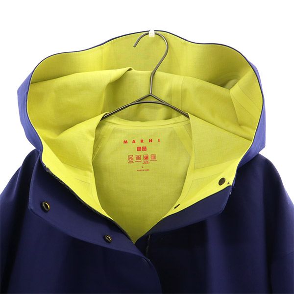 ユニクロ マルニ コラボ ブロックテックハーフ コート L ブルー UNIQLO