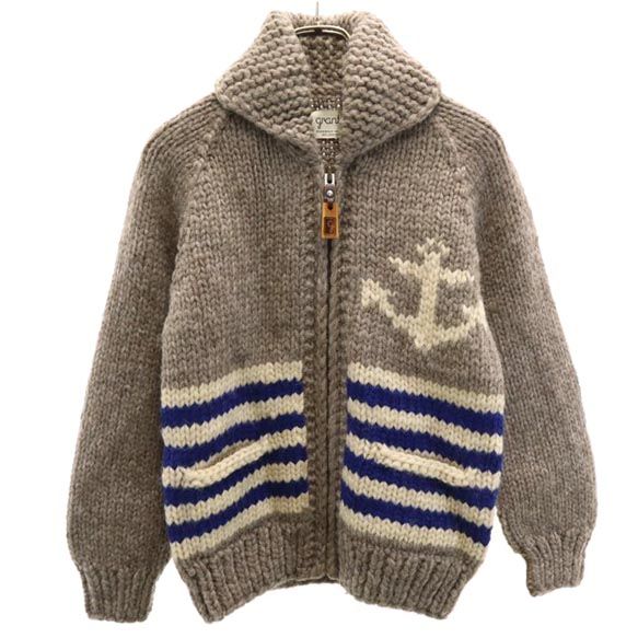 グランテッド ウール 長袖 カウチンジャケット グレー系 granted ニット レディース