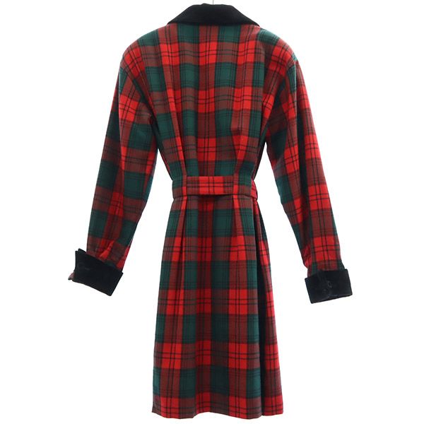 レノマ 未使用 チェック 長袖 ウール 膝丈ワンピース 38 レッド系 renoma タグ付き レディース レノマ 未使用 チェック 長袖 ウール 膝丈ワンピース 38 レッド系