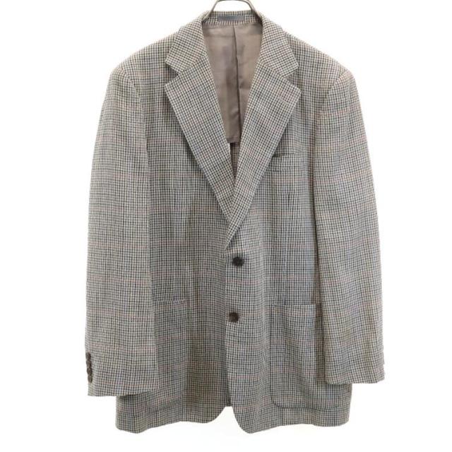 バーバリーズ 三陽商会 日本製 チェック柄 リネンブレンド ウール テーラードジャケット 100-90-180 AB7 グレー系 Burberrys メンズ