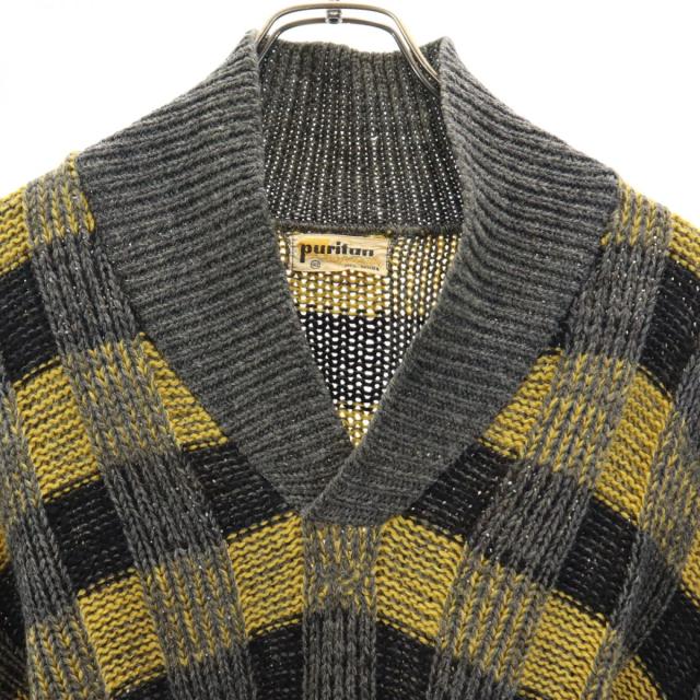 ピューリタン 50s ヴィンテージ チェック 長袖 クロスマフラーカラー
