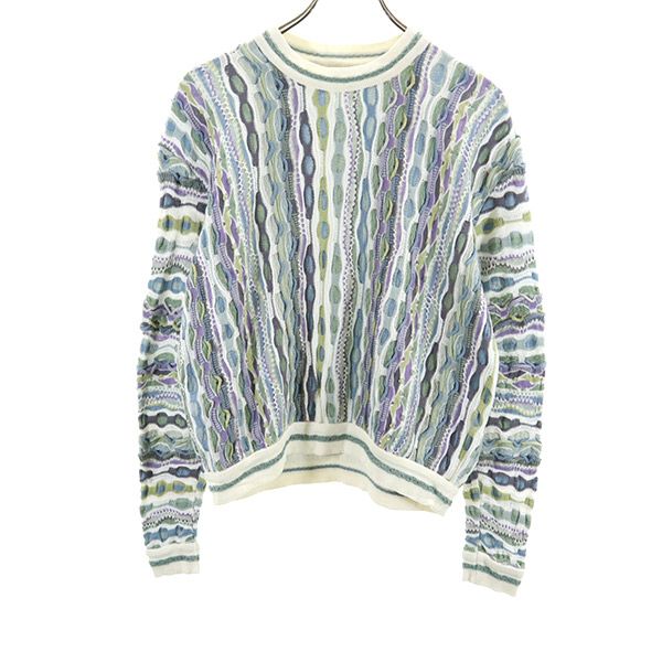 クージー 90s オールド 3D 総柄 長袖 3D コットン セーター XS COOGI ニット メンズ