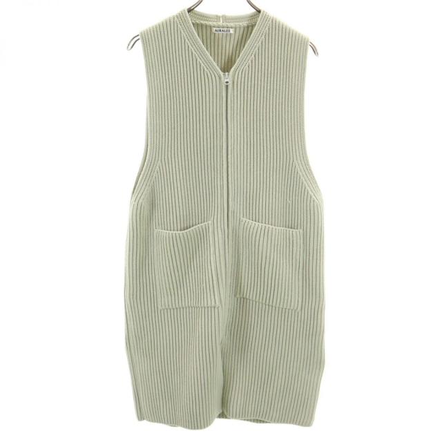 オーラリー 19AW 日本製 ロング ジップ ウール ニットベスト 1 グリーン系 AURALEE レディースの通販は