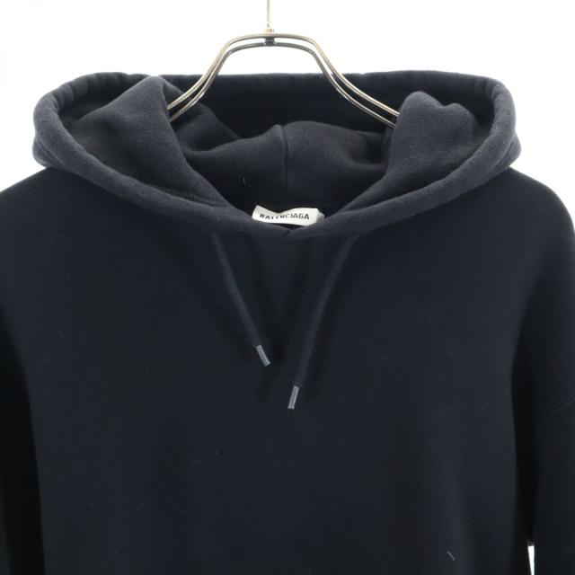 BALENCIAGA ブラック ロゴ フード付きパーカー 黒 XL BALENCIAGA バレンシアガ フードロゴプリント パーカー プル