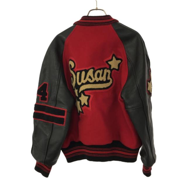 ヒューストン 袖レザー スタジャン S レッド HOUSTON ウール ヒューストン 袖レザー スタジャン S レッド HOUSTON ウール