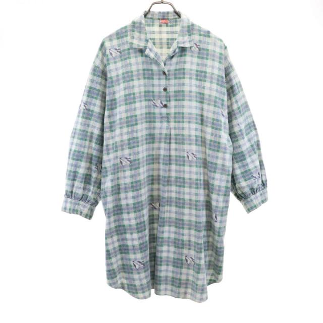 トリンプ 70s ヴィンテージ グランパ 長袖 シャツワンピース 44 Triumph レディース