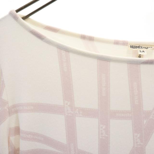 エルメス イタリア製 7分袖 カットソー LA ホワイト系 HERMES レディース