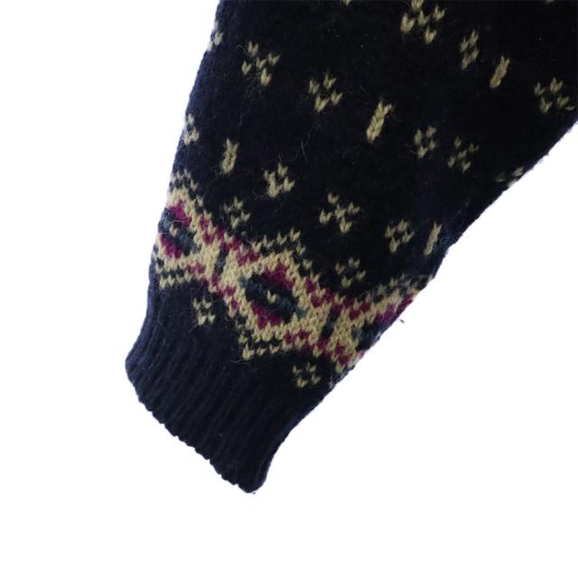 エルエルビーン 70s 80s ノルディック 総柄 長袖 ニット カーディガン S ネイビー L.L.Bean オールド ヴィンテージ レディース