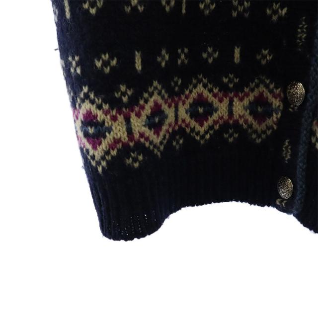 エルエルビーン 70s 80s ノルディック 総柄 長袖 ニット カーディガン S ネイビー L.L.Bean オールド ヴィンテージ レディース