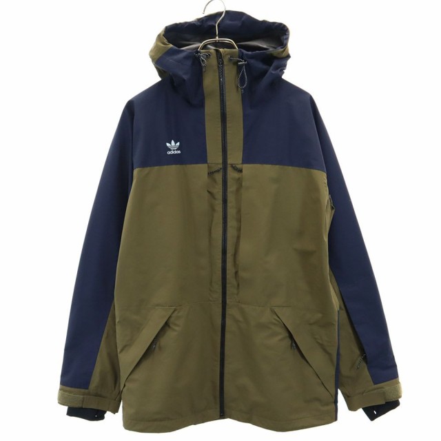 アディダス ゴアテックス トレイフォイルロゴ GORE-TEX ジップジャケット M カーキ系×ネイビー adidas フード メンズ