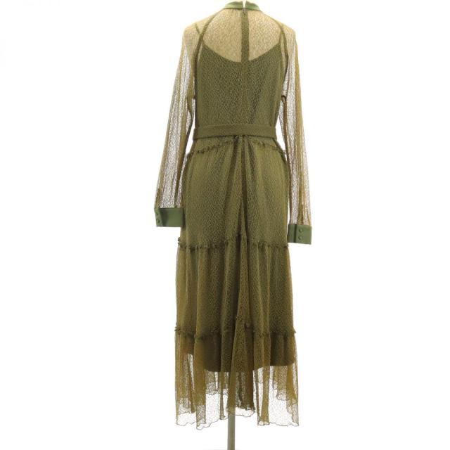 アメリ 長袖 レース ロングワンピース グリーン系 AMERI UNDRESSED インナー付き レディース アメリ 長袖 レース ロングワンピース グリーン系 AMERI UNDRESSED