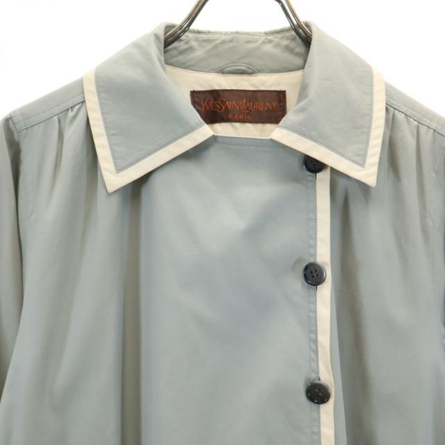 イヴサンローラン 90s オールド コート T9-110 ブルー×アイボリー YVES SAINT LAURENT レディース イヴサンローラン 90s オールド コート T9-110 ブルー×アイボリー YVES SAINT LAURENT レディース