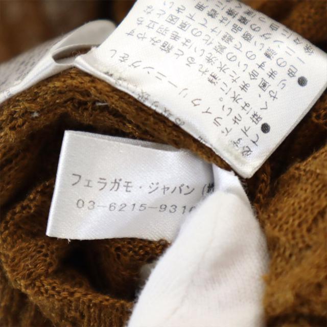 サルヴァトーレフェラガモ 長袖 Vネック リネン カーディガン M ブラウン系 Salvatore Ferragamo レディース