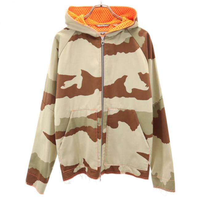 グリフィン イタリア製 カモフラ柄 長袖 ジップパーカー M カーキ系 GRIFFIN 迷彩 メンズ