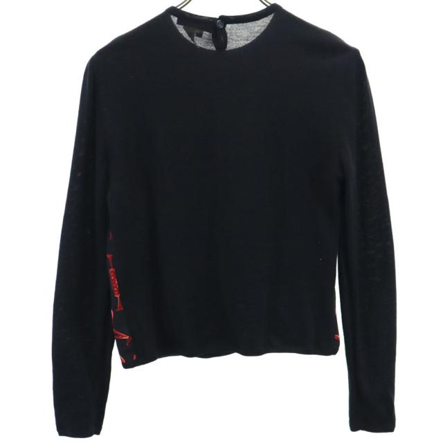 セリーヌ イタリア製 総柄 長袖 デザイン セーター 38 ブラック系 CELINE ニット レディース セリーヌ イタリア製 総柄 長袖 デザイン セーター 38 ブラック系