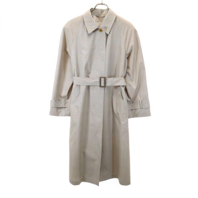 アクアスキュータム チェック柄 ステンカラーコート 9 ブラウン系 Aquascutum レディース